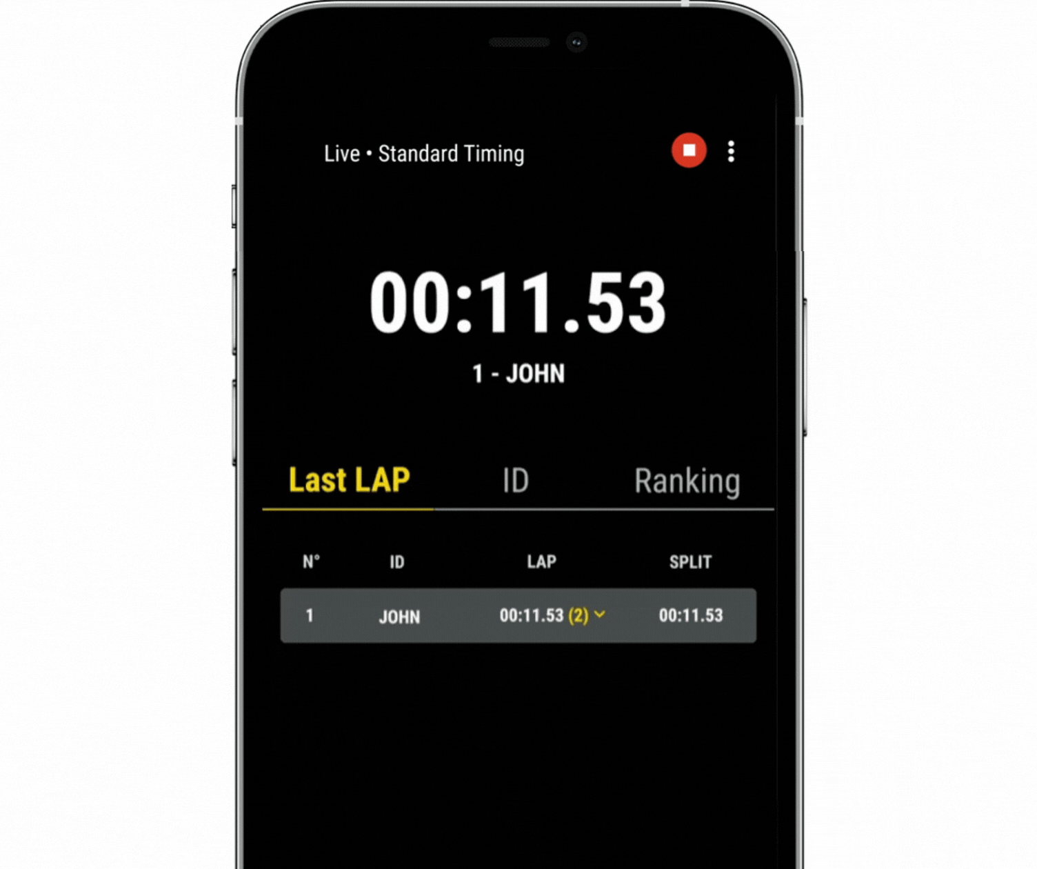 MyFreelap 即時成績畫面